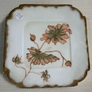 Haviland Floral Square Plate with Gold Trim